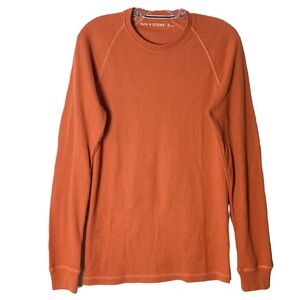 Nwot Sun + Stone Remix Waffle Thermal Long Sleeve Top Mens M Crewneck Caramel